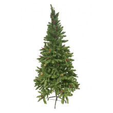 Christmas Tree 180cm 600 Tips - Large Full Pointed Tip Artificial Tree with Red Fruit and Pine Cones, Premium Holiday Display