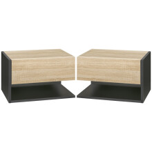 Wall Mounted Nightstand Set of 2 Floating Bedside Table Drawer Shelf