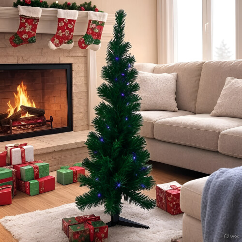 Fiber Optic Light Christmas Tree 120cm 130 Tips - Medium Pre Lit Tree with Colour Changing LED Lights
