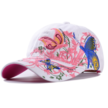 (white) Women's Fashion Casual Flowers Butterflies Embroidered Baseball Cap Adjustable