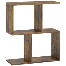 Side Table, Narrow End Table with Storage Shelves, S-Shaped, 3-Tier, 50W x 19.5D x 58H cm, Rustic Brown