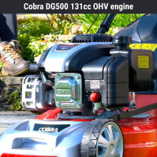 Cobra M40CVX Petrol Lawn Mower, 40cm (16in) Cutting Width, 50l Grass Collector, Fold Flat Handles, Red/Silver