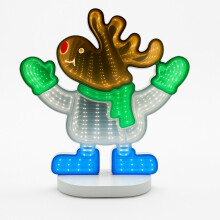 Christmas Reindeer 3D Infinity LED Window Light - 111 LEDs USB Powered 1m Wire Indoor Decoration W19.5xH23 cm