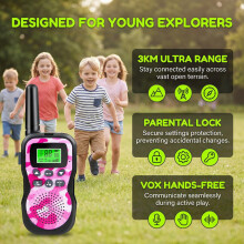 JUAUO 3PCS Walkie Talkies for Kids Rechargeable, Camouflage Exterior 8 Channels 2 Way Radio for 3-12 Year Old Girls Boys Birthday Presents Christmas