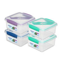 Sistema Lunch Plus TO GO 1.2L with Cutlery - 4-Pack (2x Turquoise, 1x Purple, 1x Blue) Containers with Cutlery Set, BPA-Free