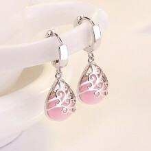 (pink) 925 Sterling Silver Moonstone Drop Earrings - Adorable Wedding Jewelry for Women (Pair)