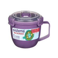 Sistema Purple Small Soup Mug 565ml - BPA-Free, Microwave Safe with Steam Vent