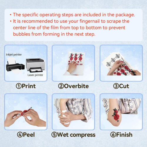 Clear Temporary Tattoos A4 10 Sets(WT-Tattoo-1.0-10) 1