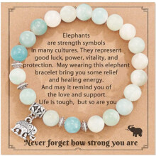 (Elephant) Natural Stone Beaded Bracelet for Wealth & Luck - Unisex Jewelry