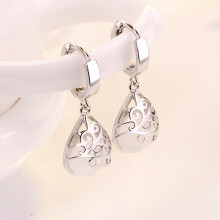 (White) 925 Sterling Silver Moonstone Drop Earrings - Adorable Wedding Jewelry for Women (Pair)