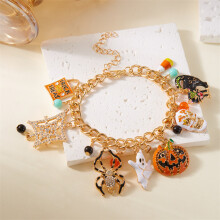 Halloween Charm Bracelet Spooky Night Pumpkin Ghost Adjustable Pendant Bracelet