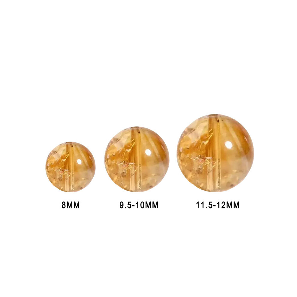 (11.5-12Mm) 4Pcs Natural Citrine Gemstone Round Spacer Loose Beads 8Mm 9.5-10Mm 11.5-12Mm 110691718488