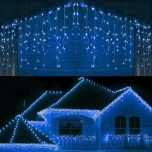 200 LED Blue & White Icicle Lights (3.9m) - Battery Fairy Lights for Christmas, Weddings, and Home Decor