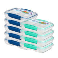 Sistema Small Split TO GO Food Storage Containers 350ml - 9-Pack (5 Blue, 4 Turquoise) Divided 2-Compartment, BPA-Free