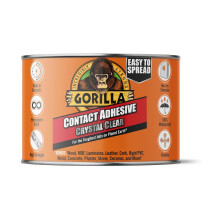 Gorilla Contact Adhesive Crystal Clear 250ml Tin - 2 Pack - Fast-Drying, Waterproof Adhesive for Large Surfaces