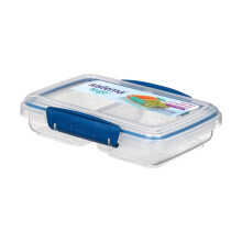 Sistema Small Split TO GO Food Storage Container 350ml - Blue Divided 2-Compartment, Easy-Lock Clips, Flexible Seal, BPA-Free