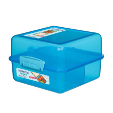 Sistema Lunch Cube 1.4L - Blue, Dual-Compartment Lunch Box with Divider, Leak-Resistant, BPA-Free