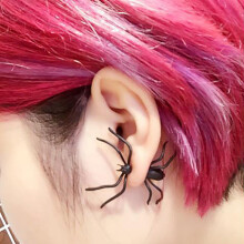 Halloween Spider Ear Stud Earrings Cosplay 3D Creepy Black for Party Funny