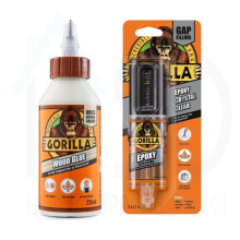 Gorilla Epoxy 25ml & Wood Glue 236ml Set - Strong, Water-Resistant Adhesives for Wood, Metal & More