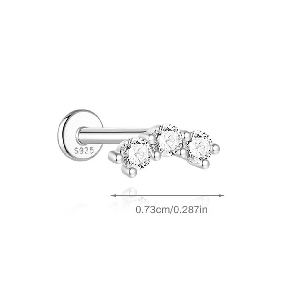 (#2) Tragus Earrings S925 Silver Flatback Stud Helix Tragus Labret Cartilage 6Mm 110691720191