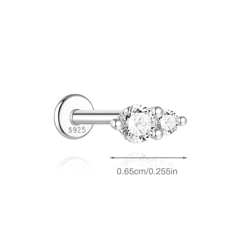 (#3) Tragus Earrings S925 Silver Flatback Stud Helix Tragus Labret Cartilage 6Mm 110691720207