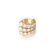 (Golden three rows) Elegant Multi-layer C-shaped Earrings with Sparkling Diamonds - Simple Fashion Statement Jewelry