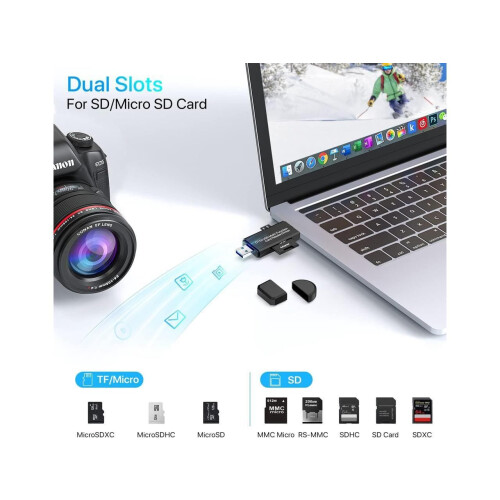 Micro USB OTG to USB 2.0 SD Card Adapter, Micro SD Card Reader, Trail Camera Memory Card Adapter Connector for Android Phone/Computer/Tablet, Supports 2