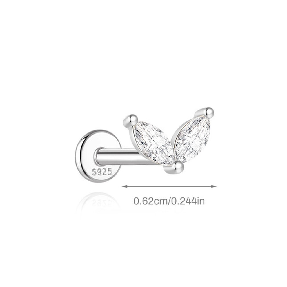 (#4) Tragus Earrings S925 Silver Flatback Stud Helix Tragus Labret Cartilage 6Mm 110691720214