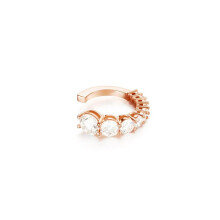 (Rose gold one row) Elegant Multi-layer C-shaped Earrings with Sparkling Diamonds - Simple Fashion Statement Jewelry