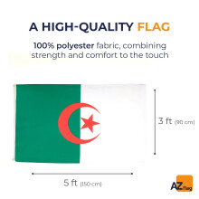 AZ FLAG - Algeria Flag - 3x5 Ft - Light Polyester Algerian Banner with Two Brass Eyelets - Fade Resistant - Vivid Colors - 3' x 5'