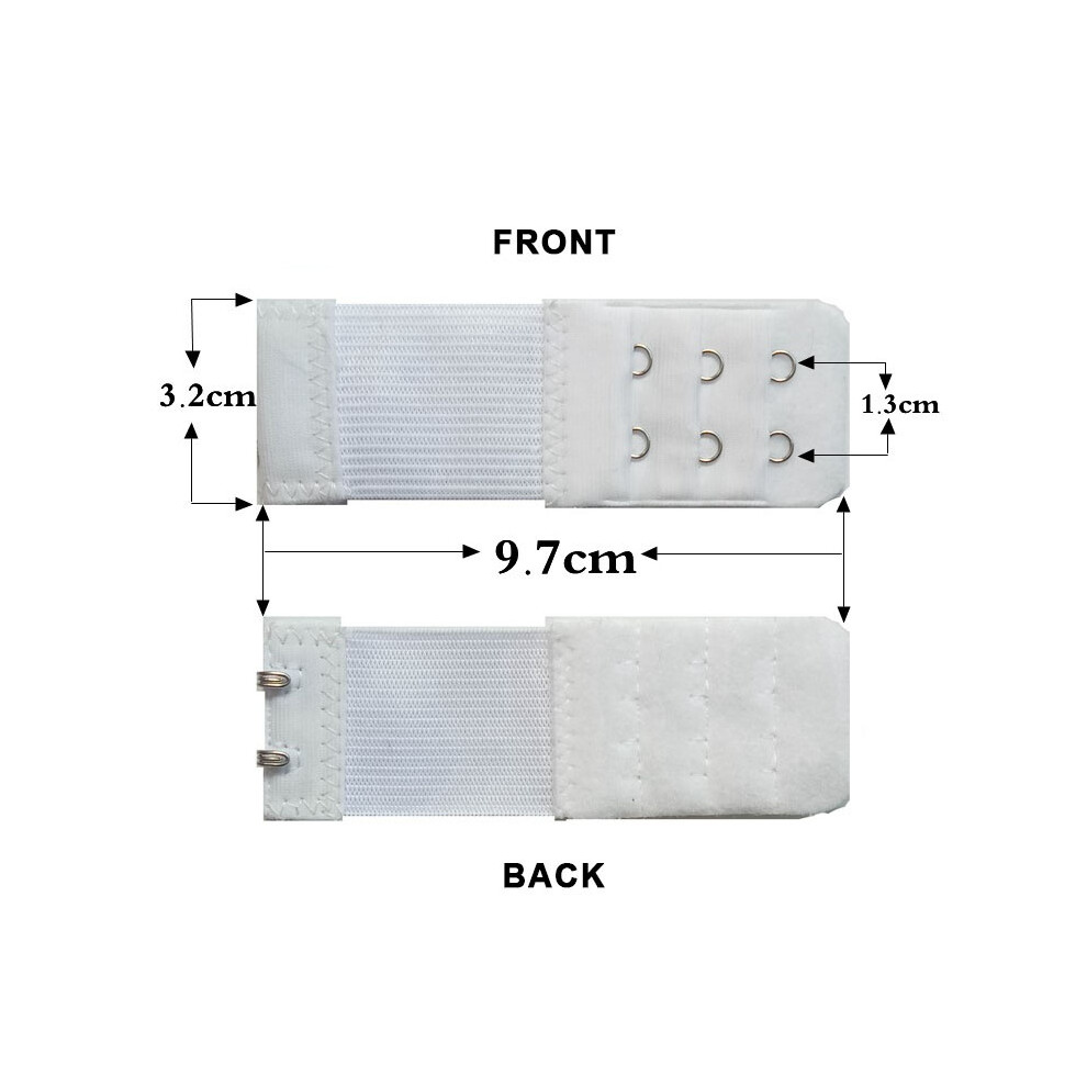(2 Hooks-White) 2/3/4 Hook Bra Extender for Strap, Strapless, Underwear & Maternity Bras