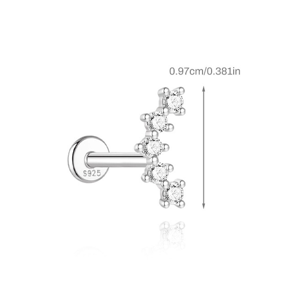 (#6) Tragus Earrings S925 Silver Flatback Stud Helix Tragus Labret Cartilage 6Mm 110691720238