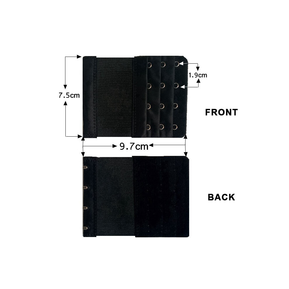 (4 Hooks-Black) 2/3/4 Hook Bra Extender for Strap, Strapless, Underwear & Maternity Bras