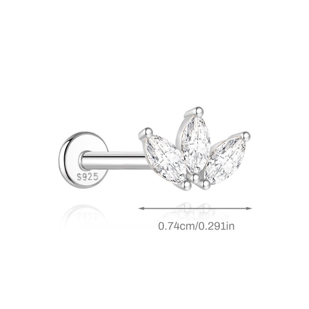 (#4) S925 Silver 6Mm Flatback Stud Earrings For Tragus, Helix & Cartilage 123643742080