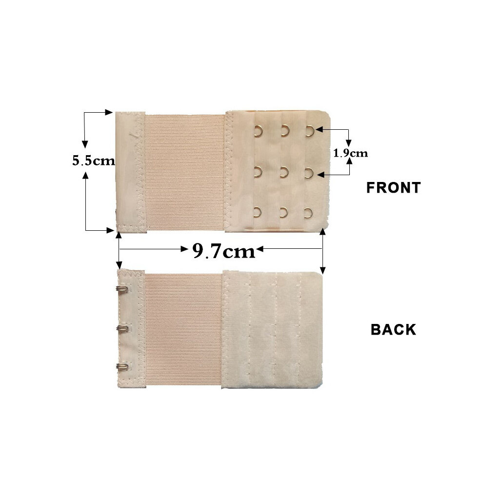 (3 Hooks-Beige) 2/3/4 Hook Bra Extender for Strap, Strapless, Underwear & Maternity Bras
