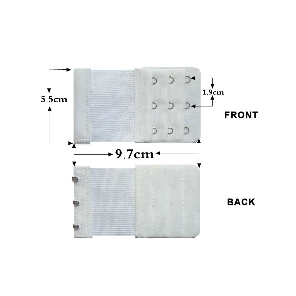 (3 Hooks-White) 2/3/4Hook Bra Extender For Bra Strap Strapless Underwear Maternity Bra Extender