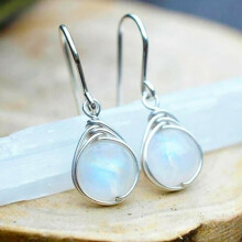 Women Jewelry Pretty Moonstone Drop Earrings 925 Silver Earring Gifts A Pair