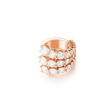 (Rose gold three rows) Elegant Multi-layer C-shaped Earrings with Sparkling Diamonds - Simple Fashion Statement Jewelry