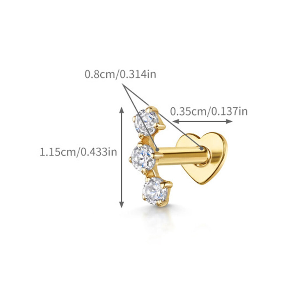 Silver (#1) Cartilage Labret Piercing Earrings Stud S925 Crystal Flat Back Earrings