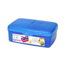 Sistema Slimline Quaddie Lunch Box 1.5L Blue - BPA-Free, Leakproof & Multi-Compartment