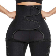 (Black, M) 3-in-1 Waist and Thigh Trimmer Butt For Waist Trainer Lifter Shapewear