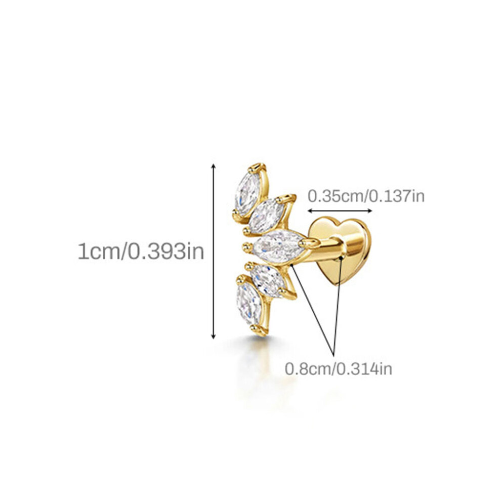 Silver (#4) Cartilage Labret Piercing Earrings Stud S925 Crystal Flat Back Earrings
