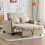 Foldable 2 Seater Sofa Bed, Pull Out Sleeper Sofa for Small Space Beige 1