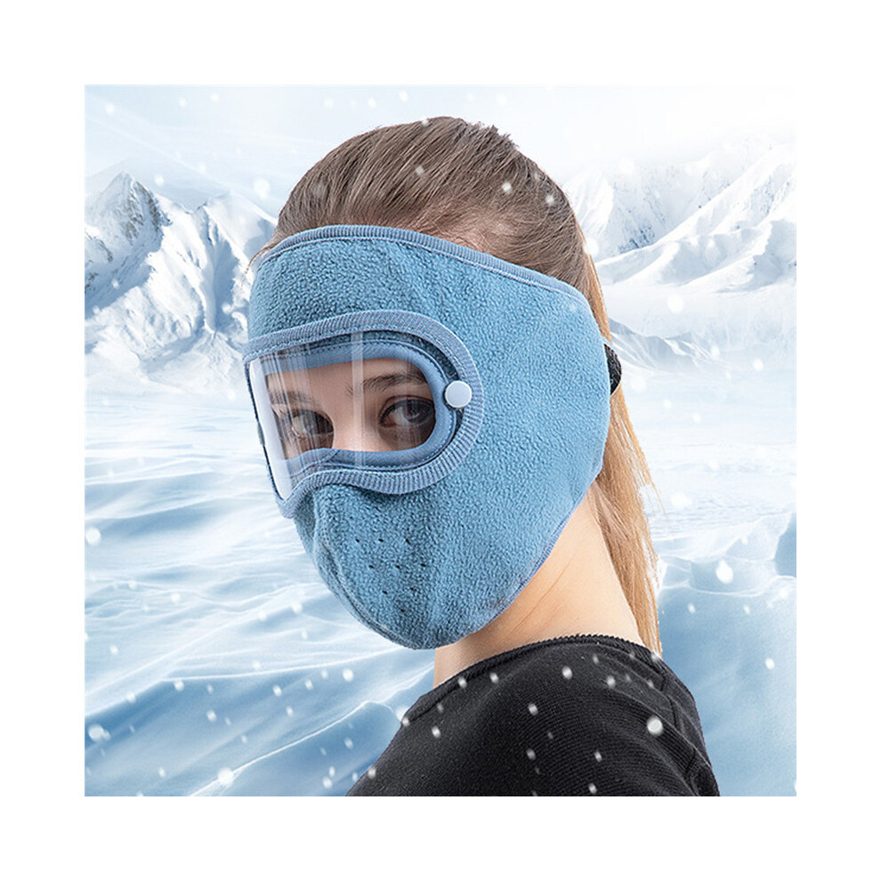 (Blue) Reusable Full Face Cover Winter Warm Windproof Anti-Fog Balaclava Mask For Skiing Motorcycle