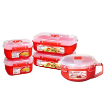 Sistema Rectangular Lunch Box Set (2 x 1.25L + 2 x 525ml) + 850ml Round Breakfast Bowl - BPA-Free Microwave & Freezer Safe
