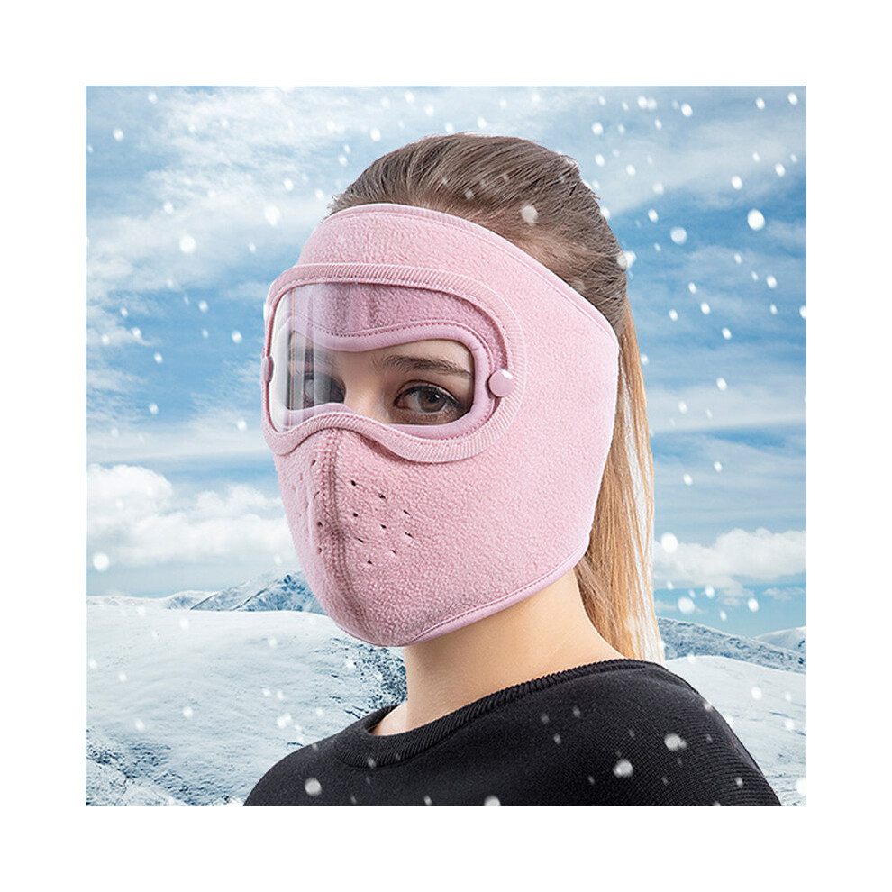 (Pink) Reusable Full Face Cover Winter Warm Windproof Anti-Fog Balaclava Mask For Skiing Motorcycle
