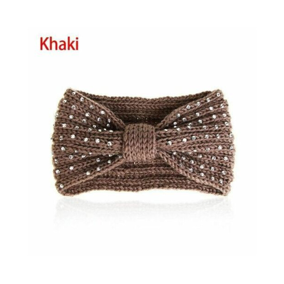 (Coffee) Nine Point Drill Bit With Wool Knitted Headband 123643745333