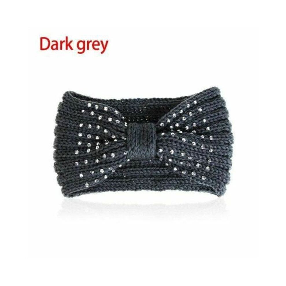 (Dark Gray) Nine Point Drill Bit With Wool Knitted Headband 123643745302