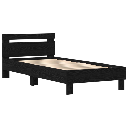 VidaXL vidaXL Bed Frame with LED Black Oak 90 x 200 cm Engineered Wood 1