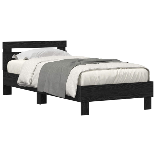 VidaXL vidaXL Bed Frame with LED Black Oak 90 x 200 cm Engineered Wood 2